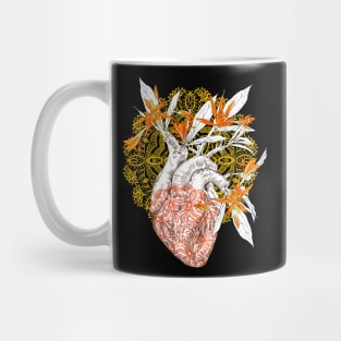 Human anatomical heart with flowers Mug